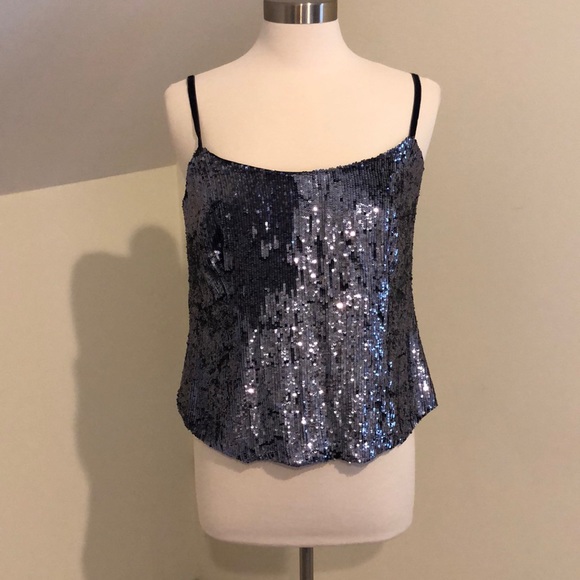 Tops - Blue Grey Silver Sequined Top M